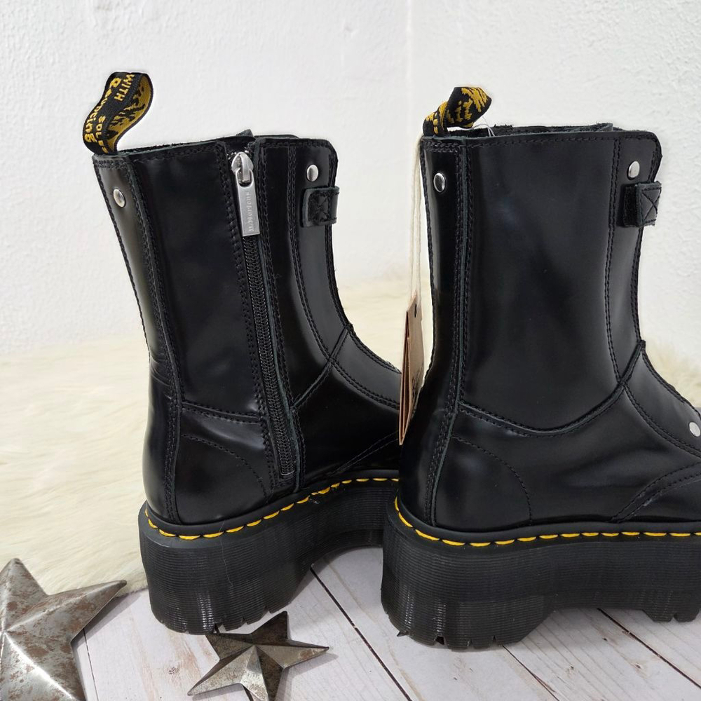 Dr. Martens jetta hi max leather platform boots black buttero patent size 5 NWT - Picture 7 of 8